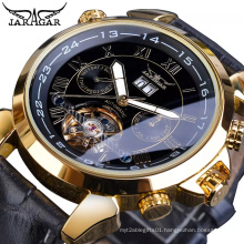 Jaragar 282 Mechanical Watches Tourbillon Chronograph Wristwatch Automatic Men Watch Leather Strap Relogio Masculino